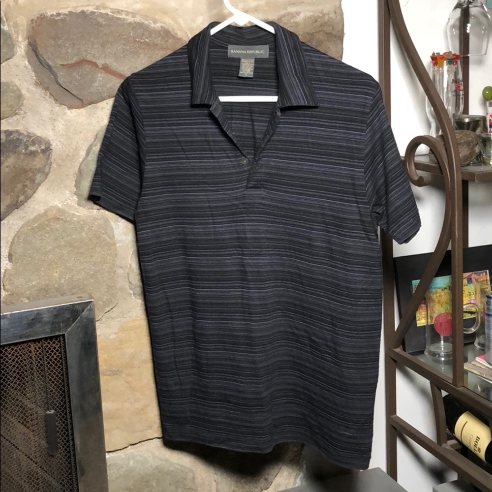 Banana republic Men’s S, Striped black/blue polo